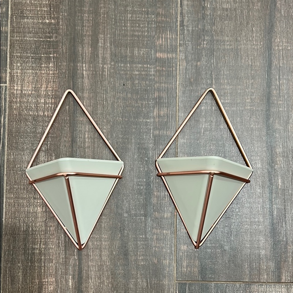 Umbra Geometric Wall Shelves with Rose Gold Frame